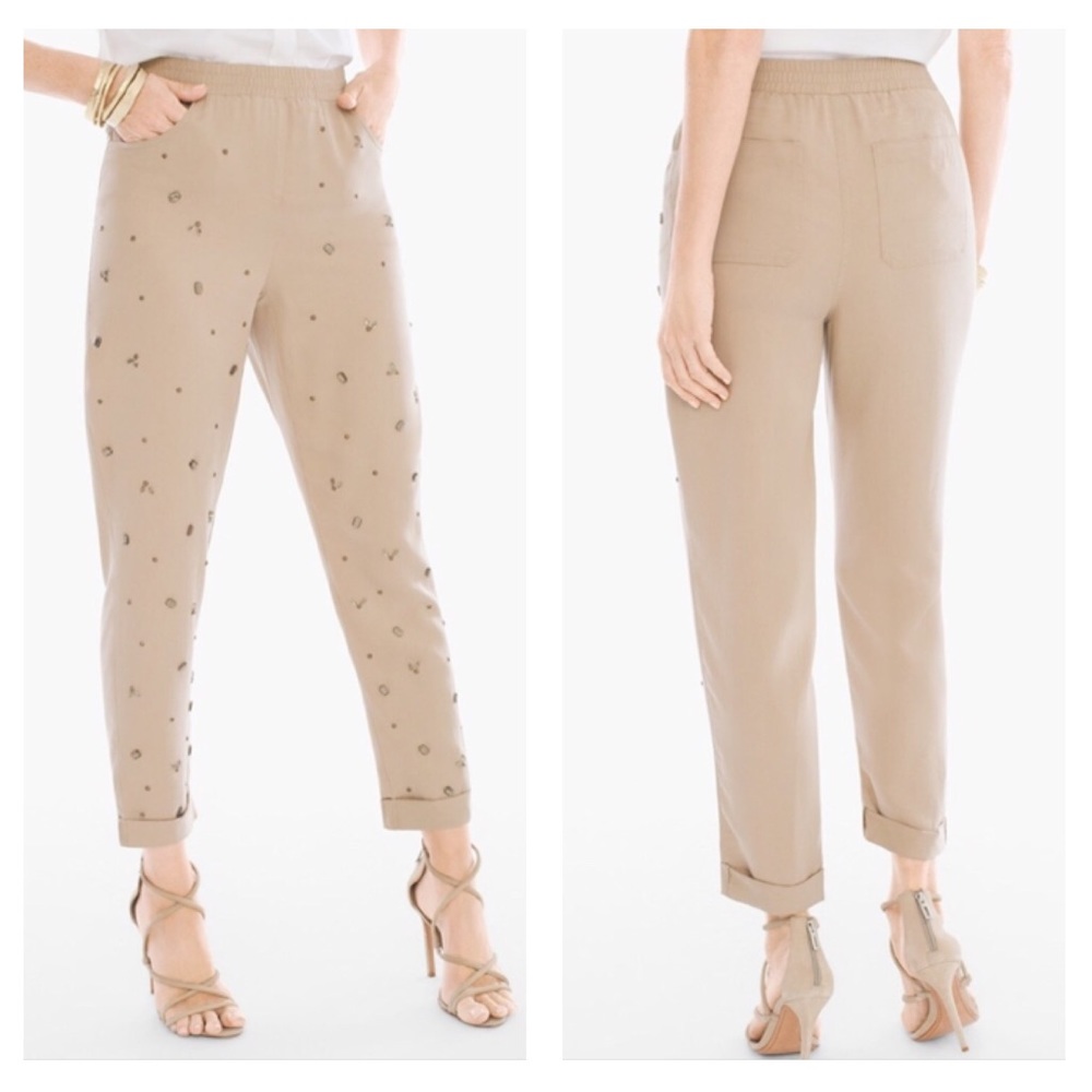 Chico’s | Embellished Rhinestone Khaki Pants
